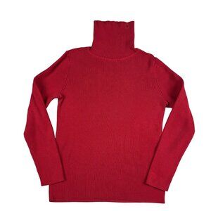 Lauren Ralph Lauren Womens 100% Cotton Red Turtleneck Sweater Sz Large